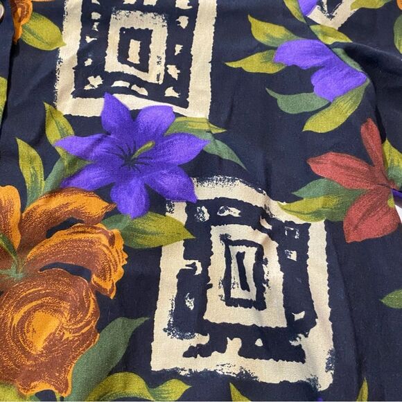 Vintage Cristin Stevens Floral Tribal Print Short Sleeve Button Up Blouse Size M - Picture 8 of 14